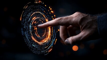 Hand Interacting with Glowing Data Sphere