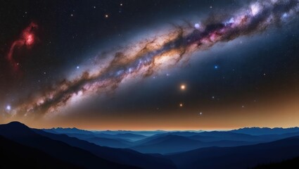 Fototapeta premium Stunning Spiral Galaxy in Deep Space with Bright Nebulae and Stars