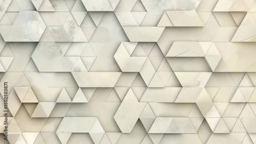 Poster unique geometric design showcasing intricate patterns and textures in neutral tones within an artist