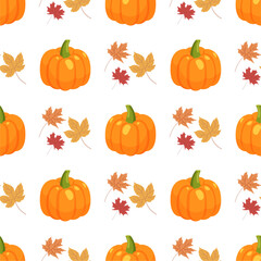 Seamless vector pattern background of pumpkin