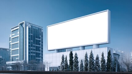 Blank billboard in front of modern buildings (1)