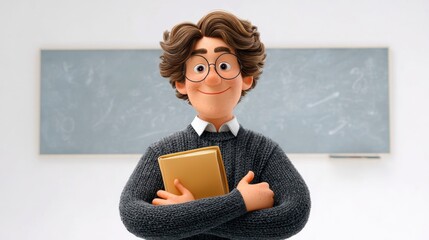 Friendly Teacher with Book Smiling