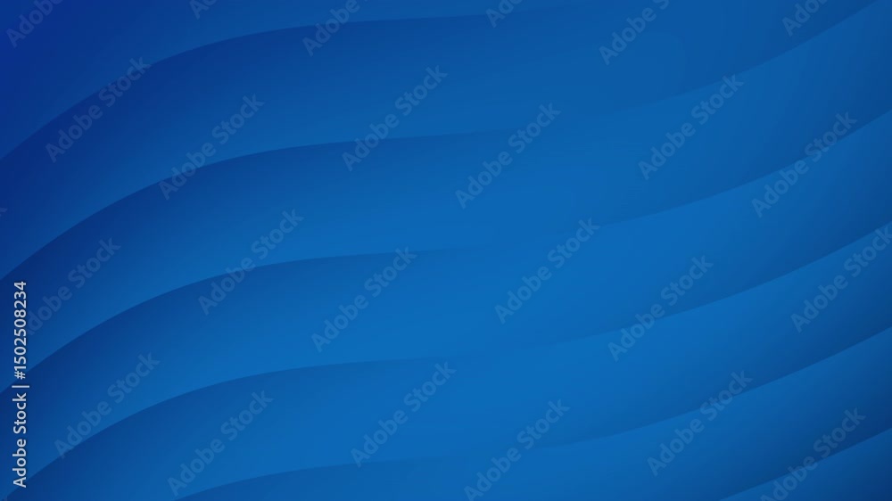 Poster abstract design with layered, curving lines in a deep blue shade.