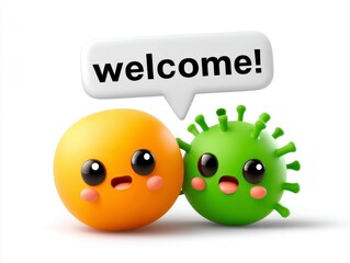 Friendly Cartoon Microorganisms Welcome Illustration