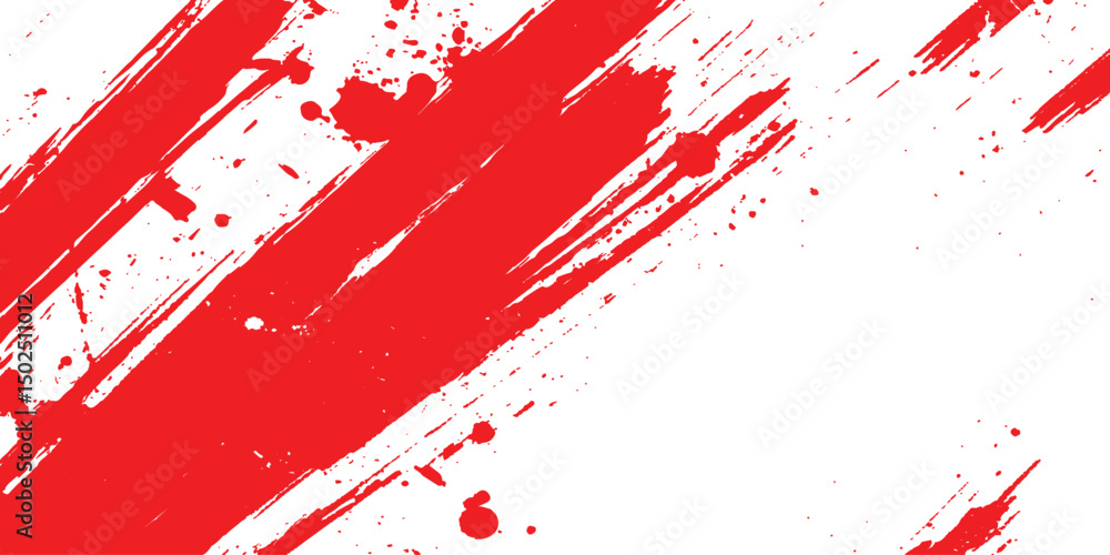 Aufkleber Vector red grunge texture white transparent background. Vector abstract style red paintbrush design banner templates. 