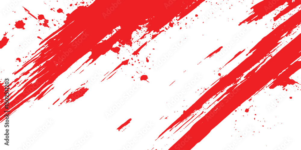 Leinwandbilder vector red grunge texture white transparent background. vector abstract style red paintbrush design 