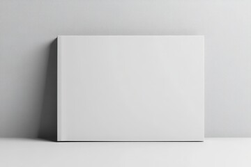 Landscape Hardcover Book Display: Blank Mock-Up Brochure on Soft Gray Background