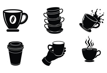 Coffee Cup Silhouette Icon Set 