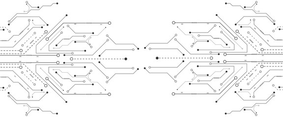 Obraz premium Vector Technology black circuit diagram concept. Abstract technology on white background. High-tech circuit board .