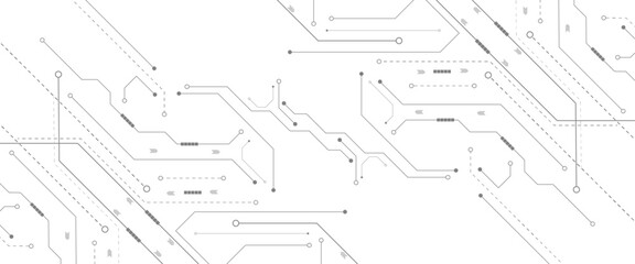 Obraz premium Vector Technology black circuit diagram concept. Abstract technology on white background. High-tech circuit board .