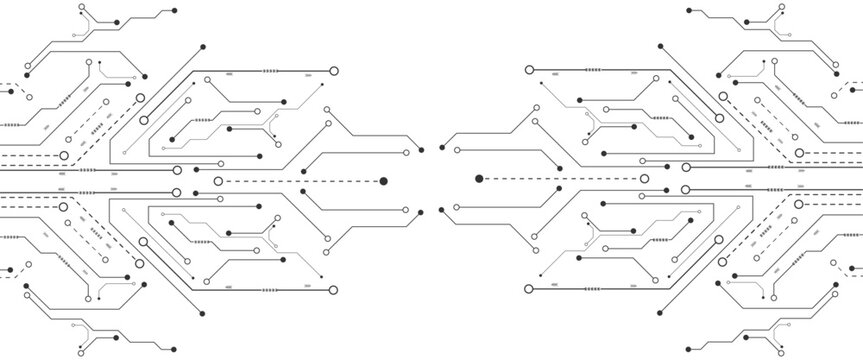 Vector Technology black circuit diagram concept. Abstract technology on white background. High-tech circuit board .