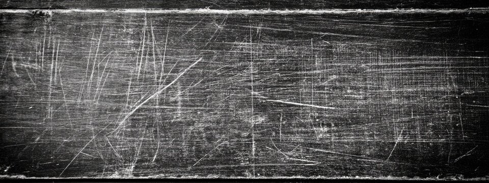 A close-up of a dark, textured surface with a fine network of scratches