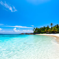 Fototapeta premium a breathtaking tropical beach with crystal-clear turquoise water