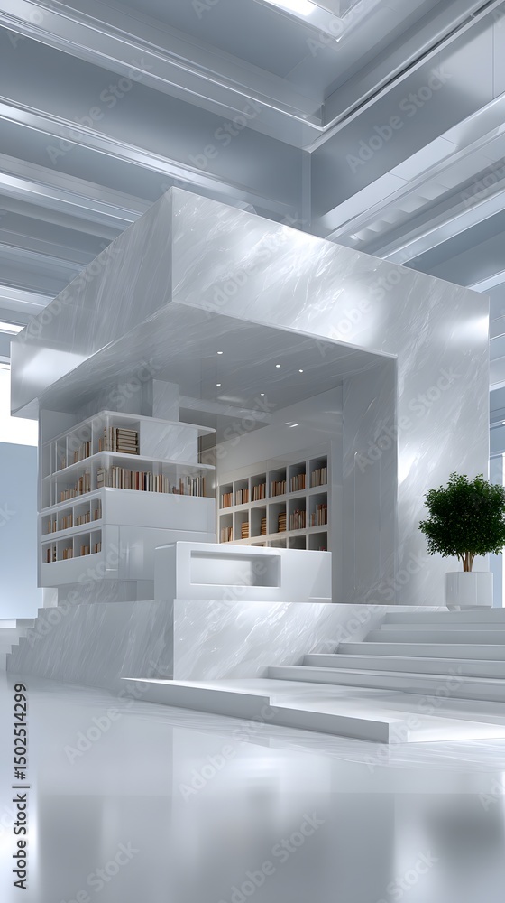 Aufkleber gigantic cosmic library suspended in deep space, infinite shelves of glowing knowledge, futuristic s
