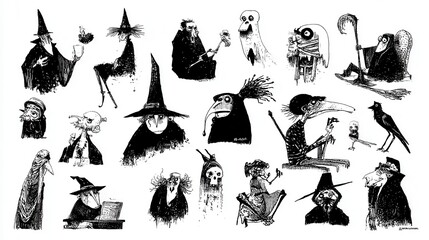 Naklejka premium Whimsical Illustrations of Vampires