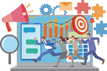 ビジネスチームワークのイメージイラスト