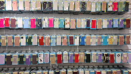 cases of mobile phne in a store