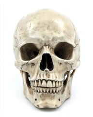 Monochrome Human Skull Isolated on White Background - Eerie Bone Structure for Halloween Themes