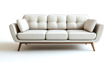 Fototapeta premium Retro Sofa in Classic Design, Isolated on Bright White Background for Interior Decoration Inspiration
