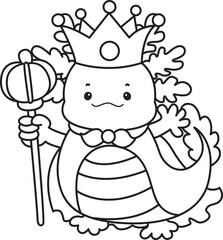 Outline of Illustration of cute axolotl activities icon.
Lineart of Funny pink axolotl in daily routine stickers.
