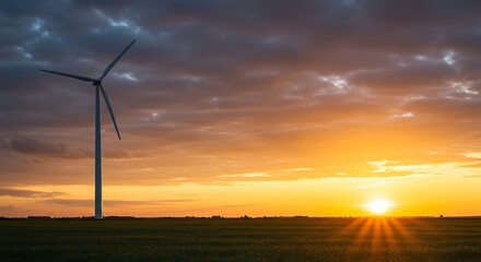 Obraz premium Wind Turbines Colorful Sunset