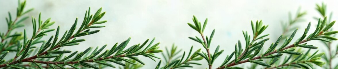 Fototapeta premium Elegant banner featuring rosemary and thyme sprigs , image, kitchen, vintage
