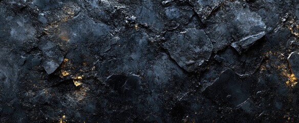 Dark, rough, textured surface with scattered flecks of gold