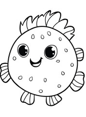 Cute Pufferfish Illustration – Simple Sea Animal Outline Drawing