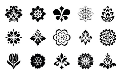 Flower icons set. Isolated elements for design. Vector graphics.