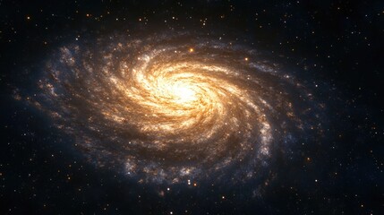 A vibrant spiral galaxy swirls in the vast darkness of space, showcasing its intricate structure and cosmic dust