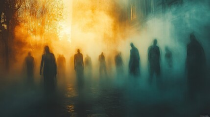 Foggy horde of shadowy figures