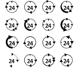 black and white icons set