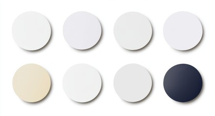 Unmarked Round Label: Vintage White Sticker Set with Curls and Damaged Edges for Promotional Use