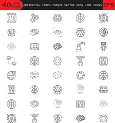 Artificial intelligence set of web icons