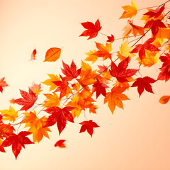 ed orange and yellow autumn leaves gracefully drifting through the air