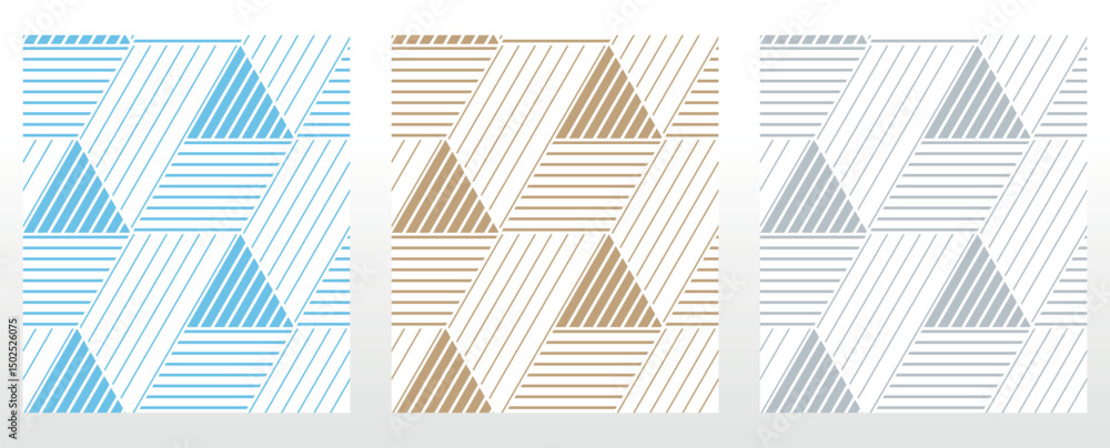 Poster Set of abstract geometric patterns. Seamless vector backgrounds. Colored ornaments Graphic modern patterns Simple lattice graphic design