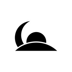 Fototapeta premium Crescent Sun Rising Behind Hill Icon