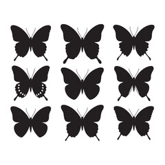 Butterfly Silhouette Vector Set &ndash; Black Insect Icons for Design and Print