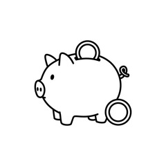 Fototapeta premium Piggy Bank and Coin Icon