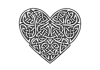 Celtic Knot Heart Design Tattoo Art Pattern Illustration isolated on transparent background