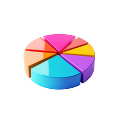 Fototapeta premium Colorful 3d pie chart data graphic presentation icon on transparent background