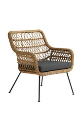 Modern woven outdoor chair with dark gray seat