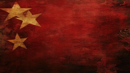 A distressed, red background with three golden stars in the upper left corner