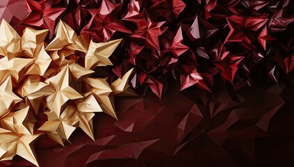 A gradient of red and gold, geometric star shapes on a textured background