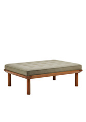 Rectangular upholstered ottoman with wooden legs
