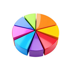 Obraz premium Colorful 3d pie chart data graphic business on transparent background info icon