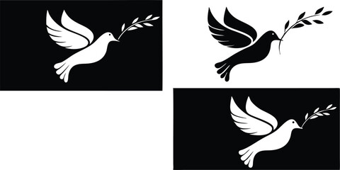 Symbolic illustration of a flying dove carrying olive branch representing peace and unity