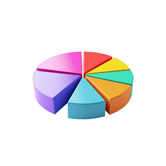 Fototapeta premium Colorful 3d pie chart data business graphic on transparent background icon vivid