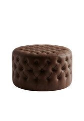 Round brown leather ottoman (1)