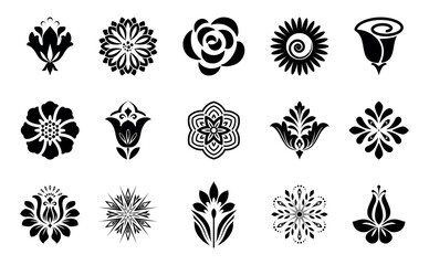 Flower icons set. Isolated elements for design. Vector graphics.